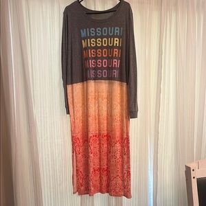 Gray and Multicolor Graphic Maxi Dress
